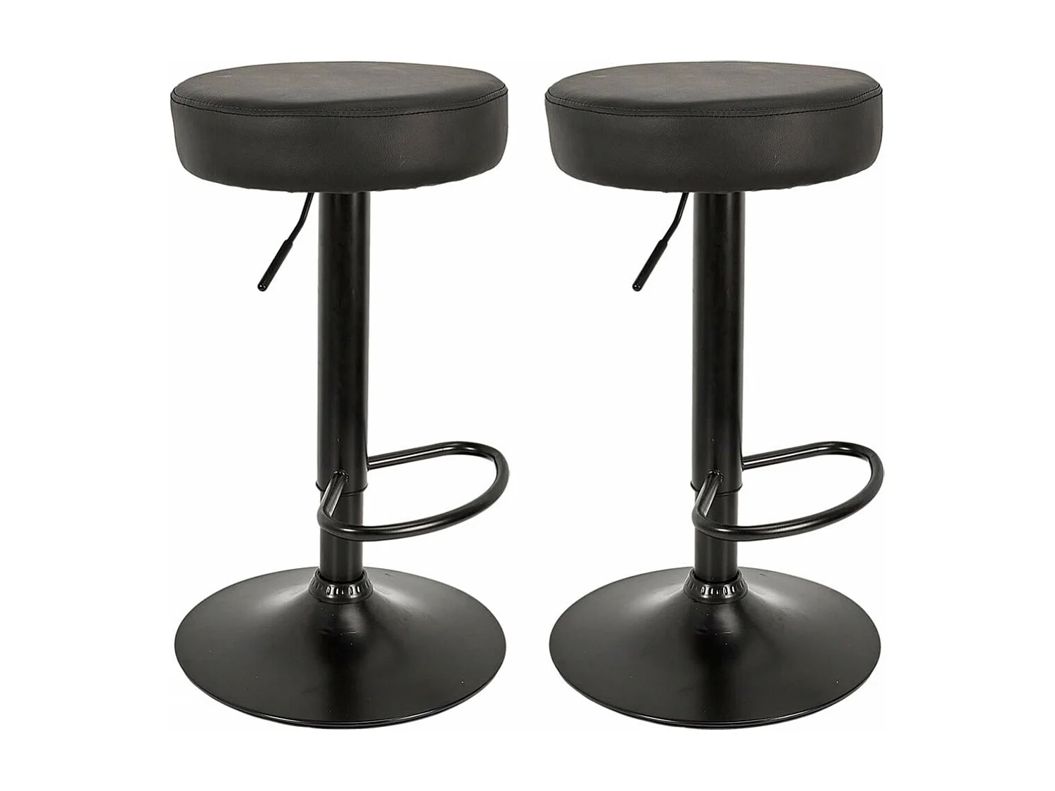 SMIDO - Lot de 2 Tabourets Réglables Simili Noir