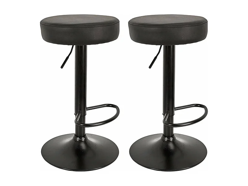 SMIDO - Lot de 2 Tabourets Réglables Simili Noir