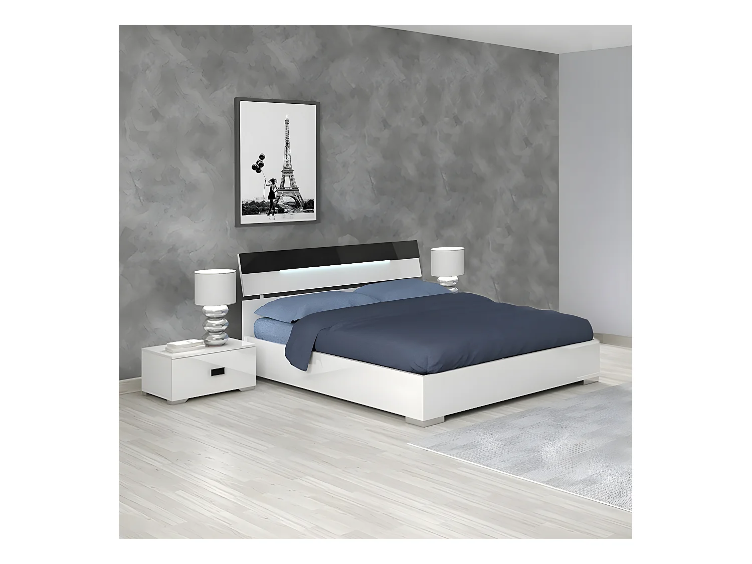 CADIRY - Chevet Bas 1 Tiroir Laqué Blanc