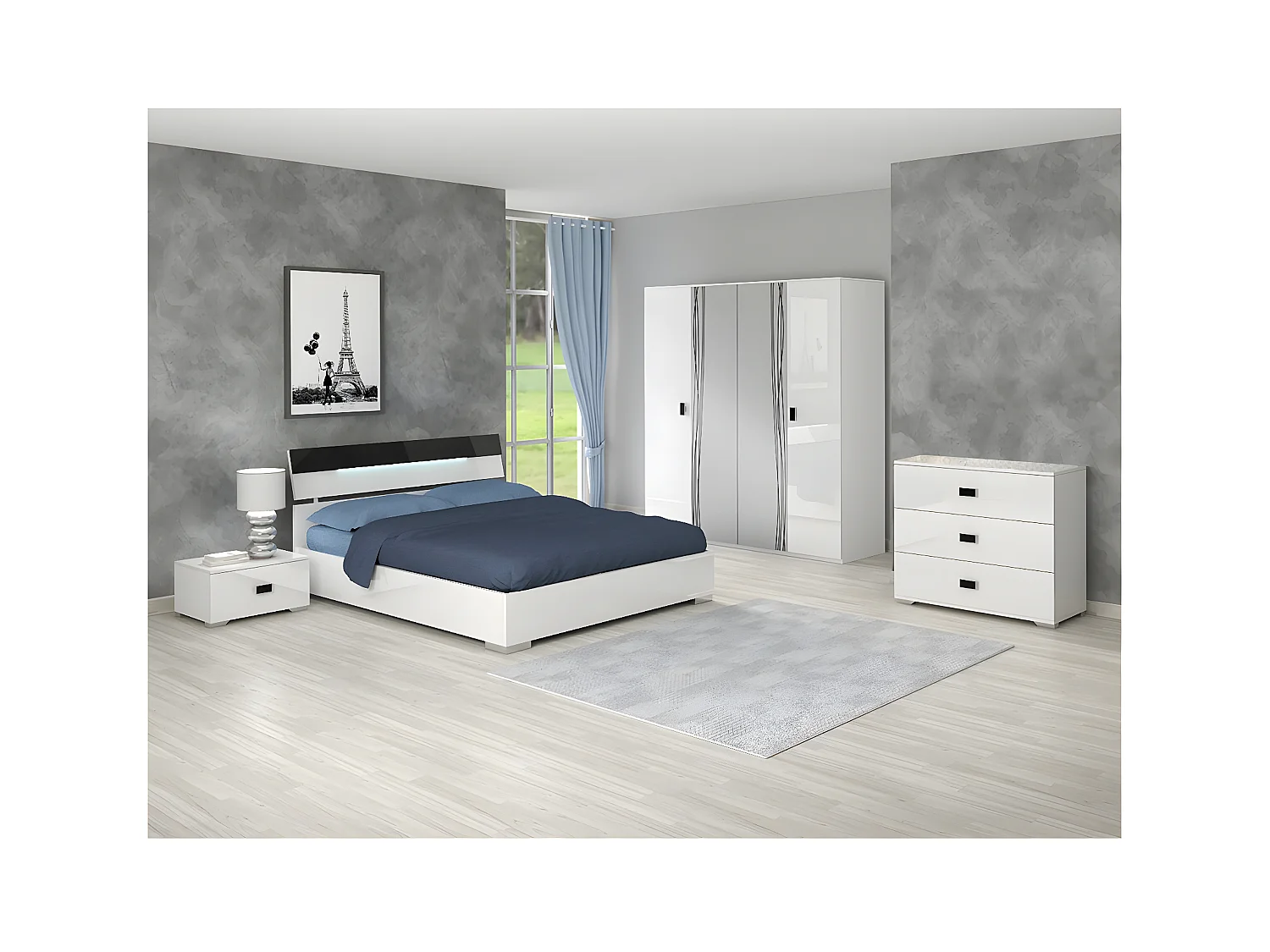 CADIRY - Chevet Bas 1 Tiroir Laqué Blanc