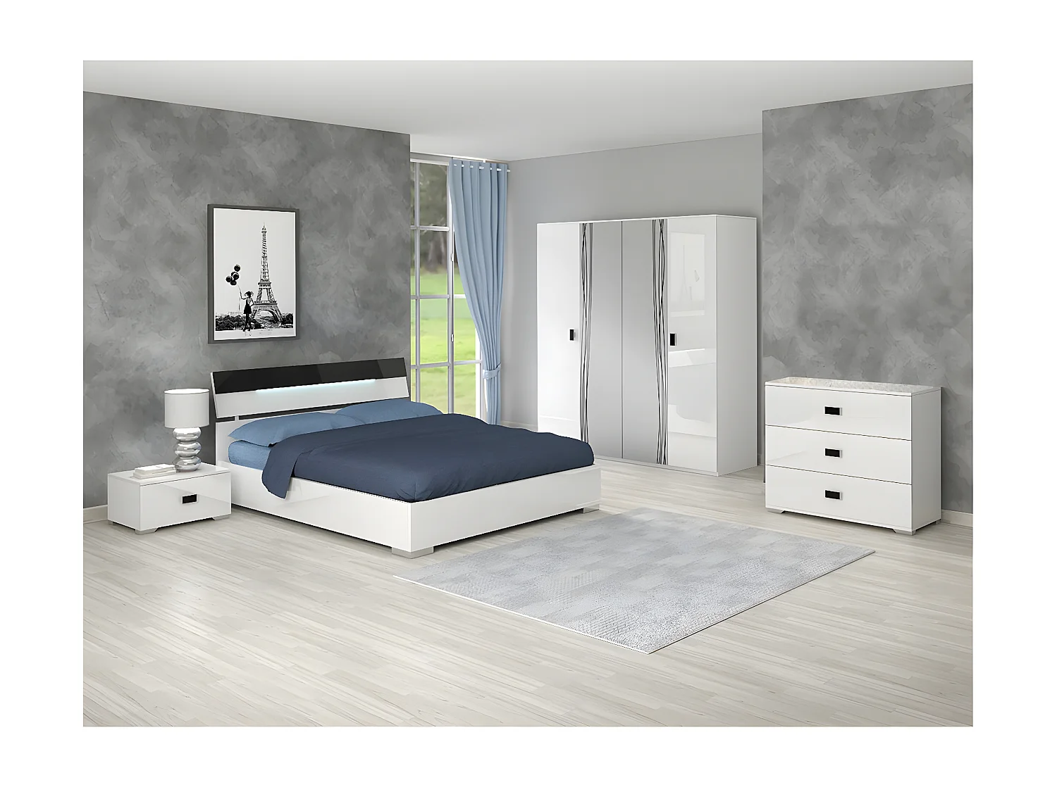 CADIRY - Chevet Bas 1 Tiroir Laqué Blanc