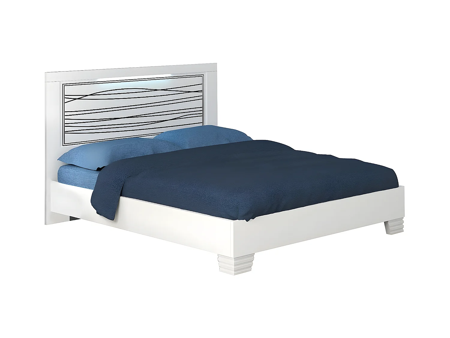 CADIRY - Pack Lit 140x190cm Sérigraphié avec Leds + Armoire