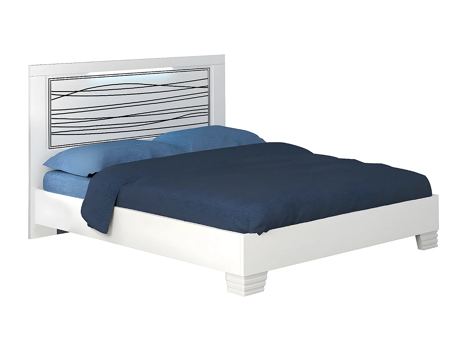 CADIRY - Pack Lit 160x200cm Sérigraphié avec Leds + Armoire