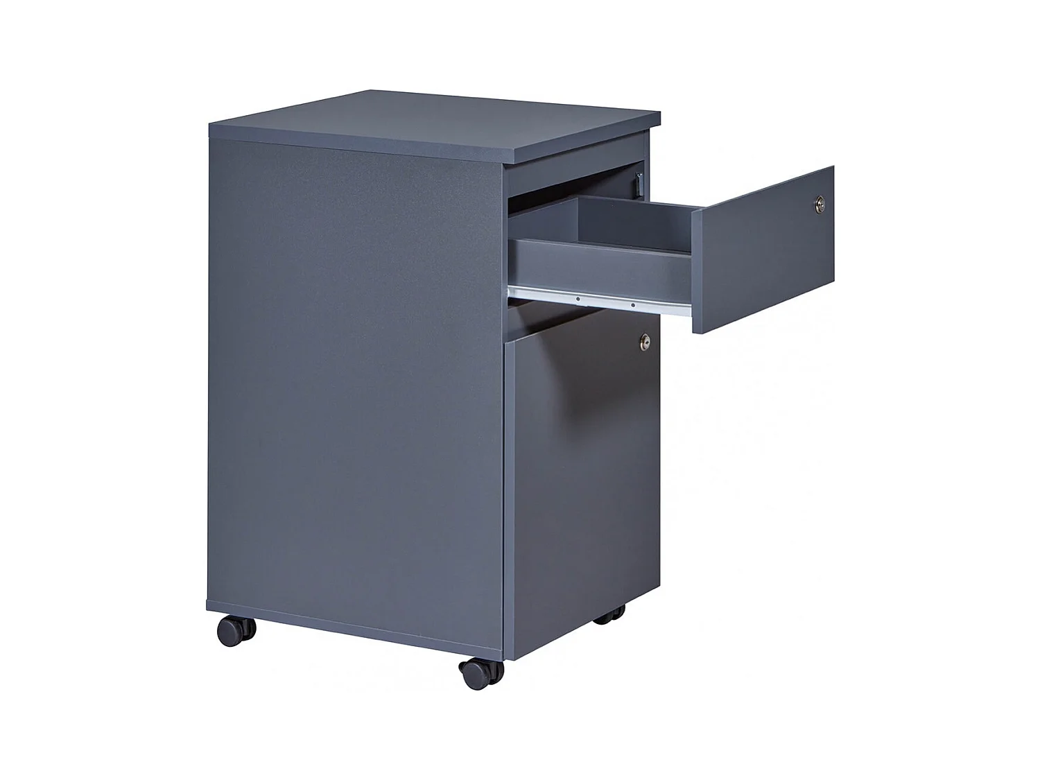 MARIO - Caisson Bureau Verrouillable 1 Porte 1 Tiroir Gris