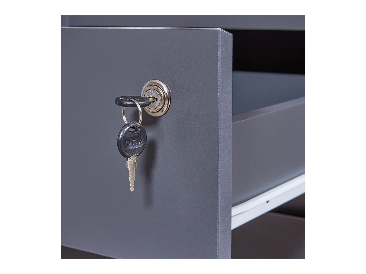 MARIO - Caisson Bureau Verrouillable 1 Porte 1 Tiroir Gris