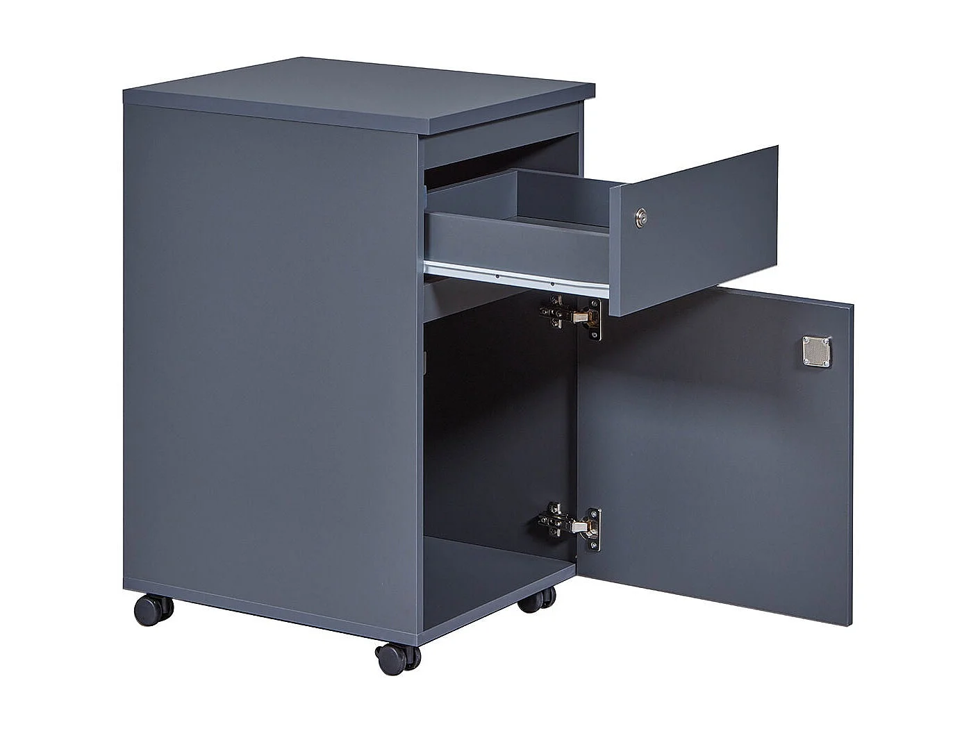 MARIO - Caisson Bureau Verrouillable 1 Porte 1 Tiroir Gris