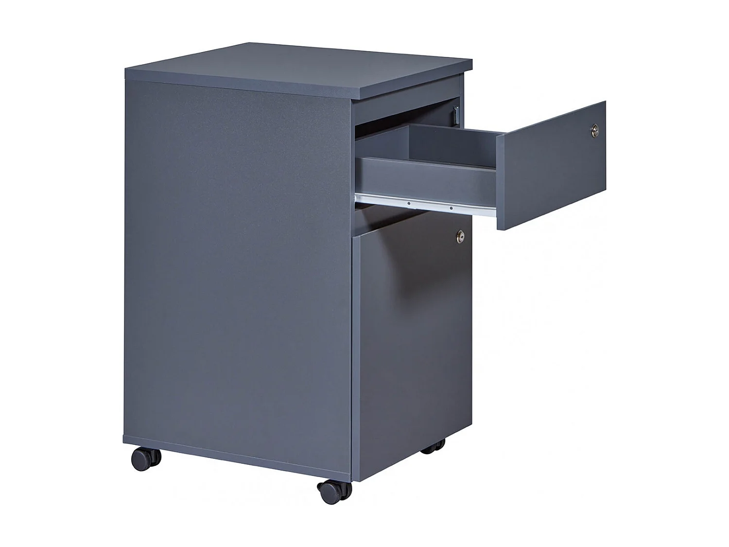 MARIO - Caisson Bureau Verrouillable 1 Porte 1 Tiroir Gris