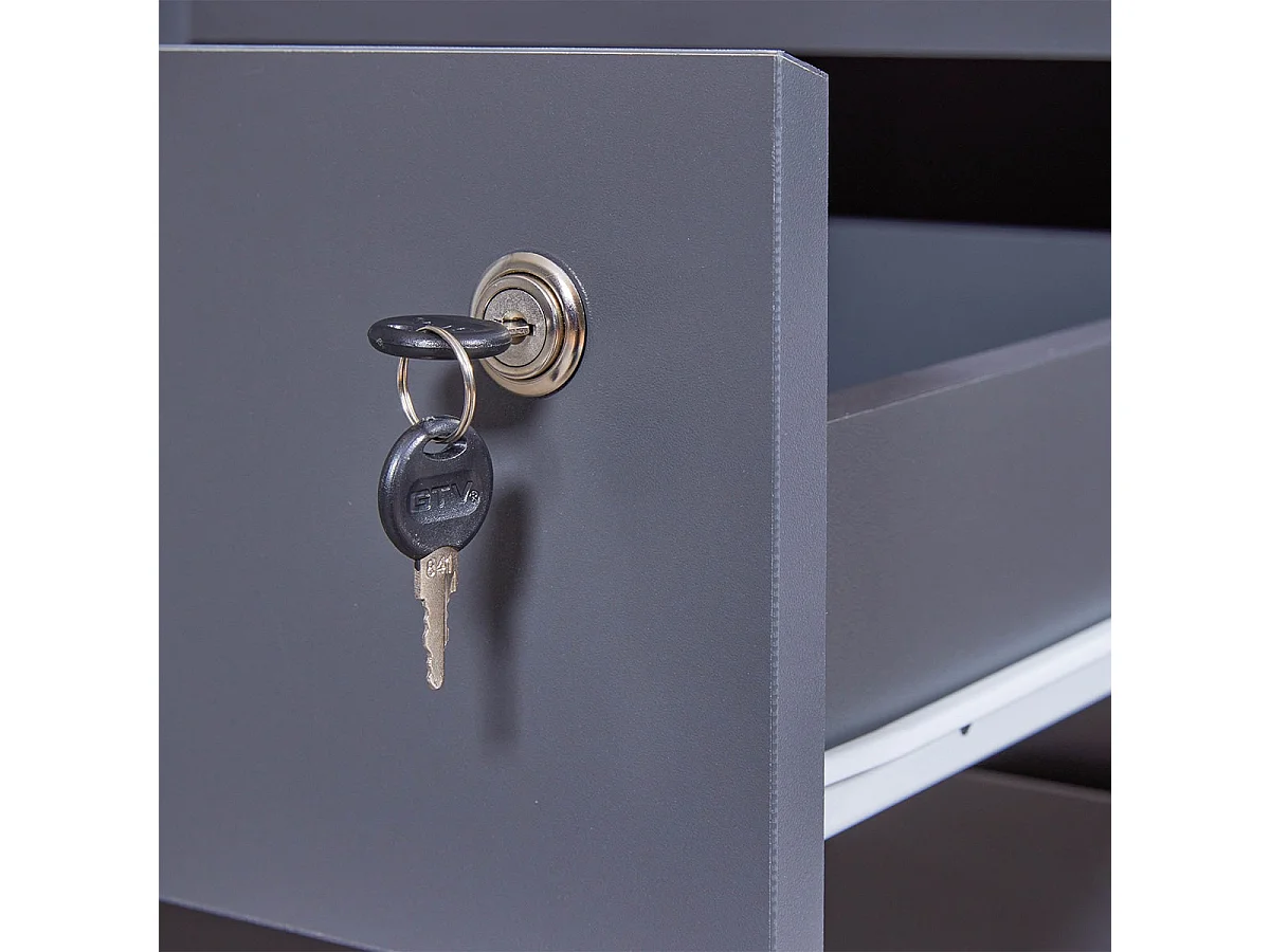 MARIO - Caisson Bureau Verrouillable 1 Porte 1 Tiroir Gris