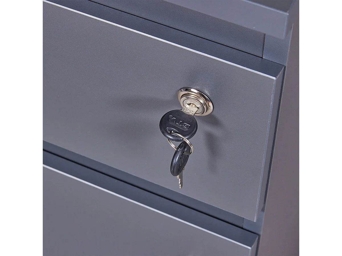 MARIO - Caisson Bureau Verrouillable 1 Porte 1 Tiroir Gris