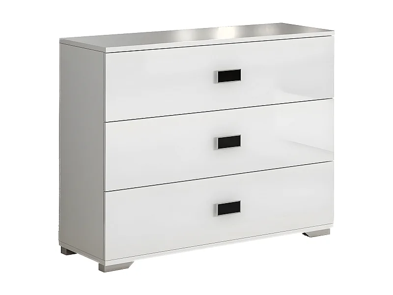 CADIRY - Commode 3 Tiroirs Laquée Blanche