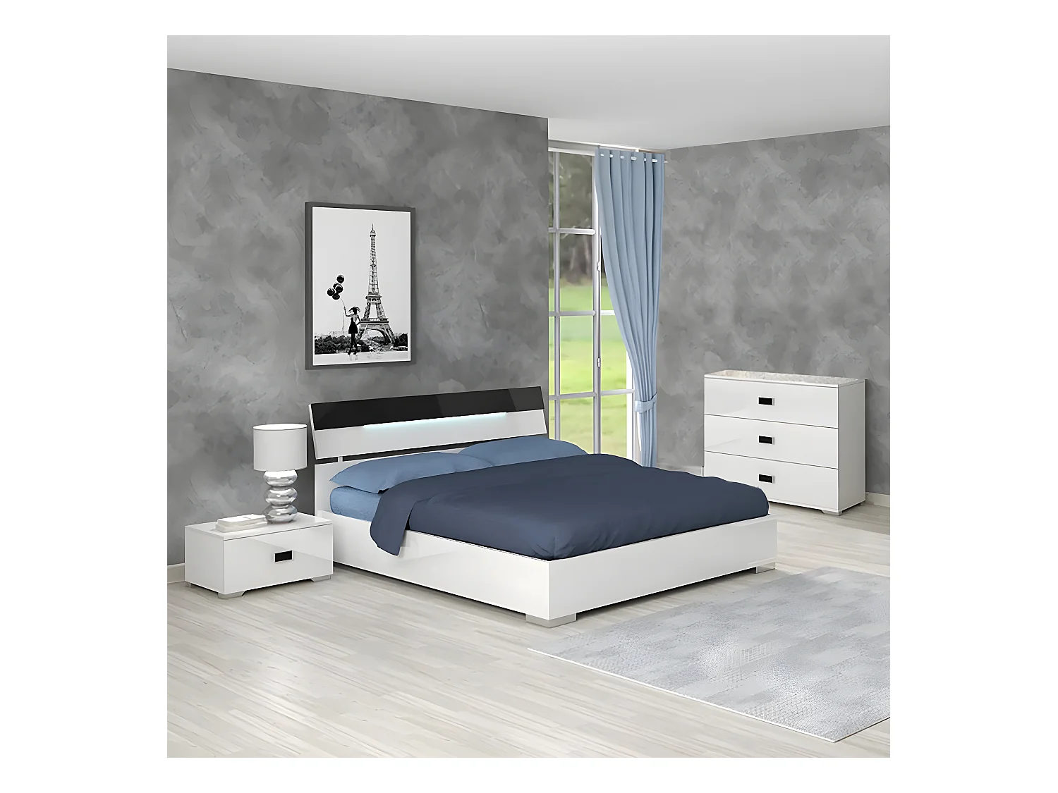 CADIRY - Commode 3 Tiroirs Laquée Blanche