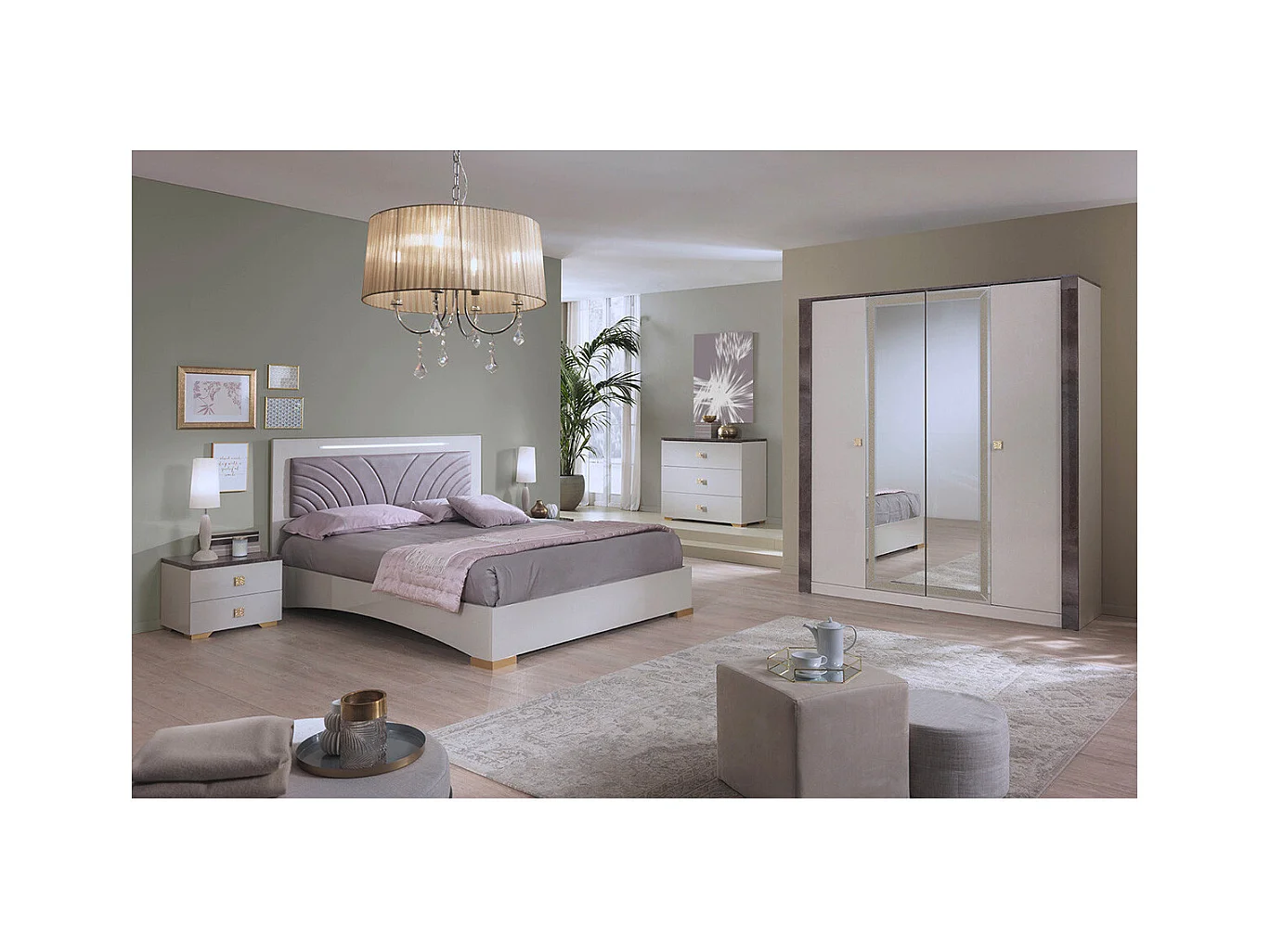 PANACA - Commode 3 Tiroirs Coloris Crème et Bronze