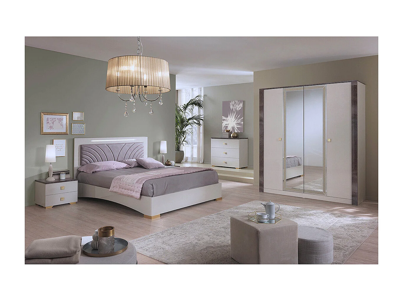 PANACA - Commode 3 Tiroirs Coloris Crème et Bronze