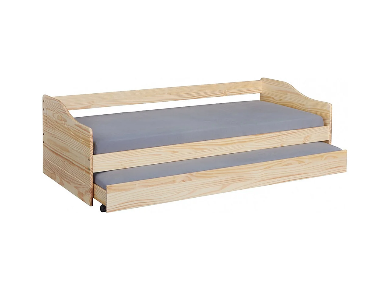 CANTARI - Lit Gigogne 90x200cm en Pin Massif Naturel