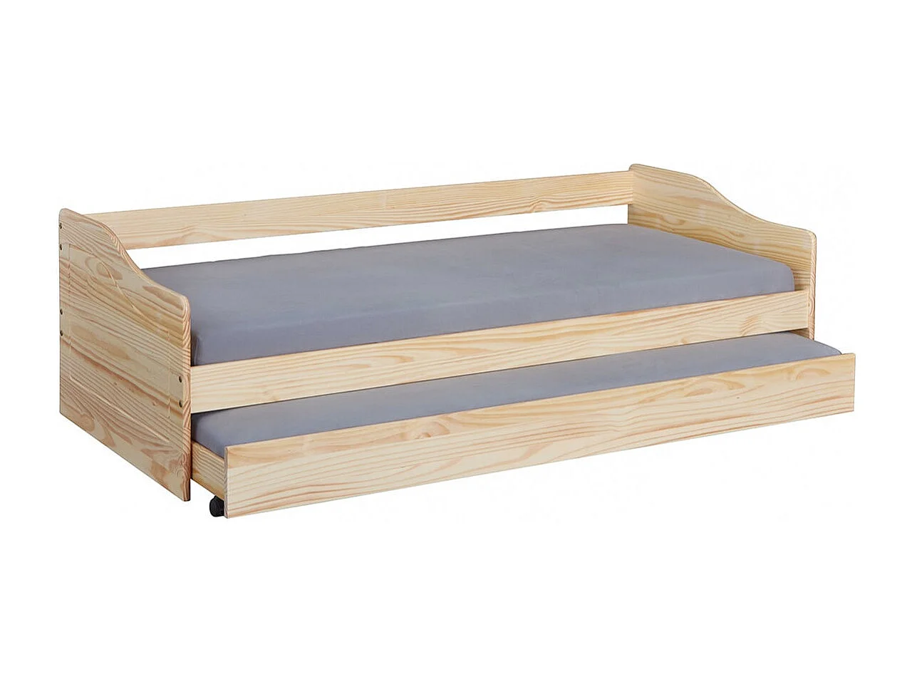 CANTARI - Lit Gigogne 90x200cm en Pin Massif Naturel