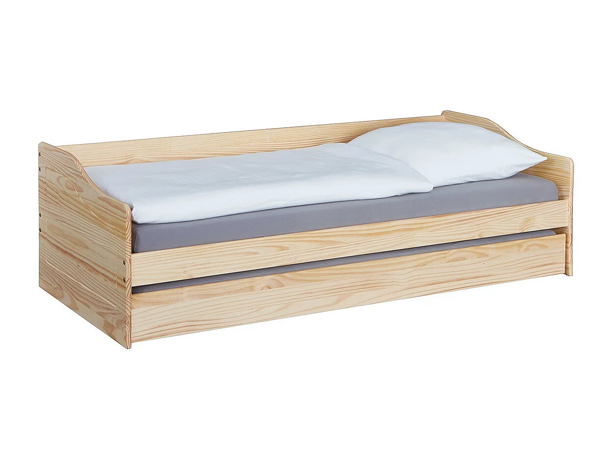 CANTARI - Lit Gigogne 90x200cm en Pin Massif Naturel