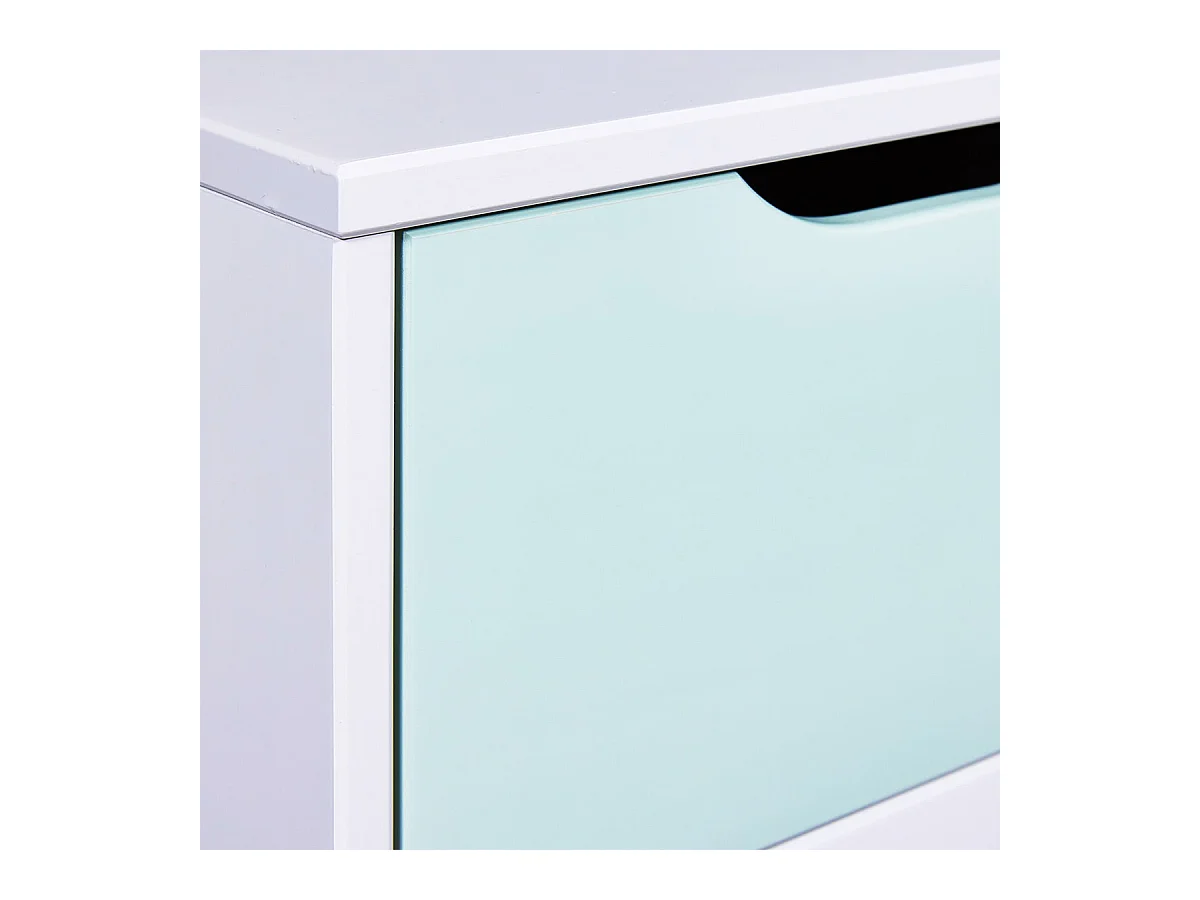 GLASCA - Commode 5 Tiroirs en Pin Gris et Vert d'Eau
