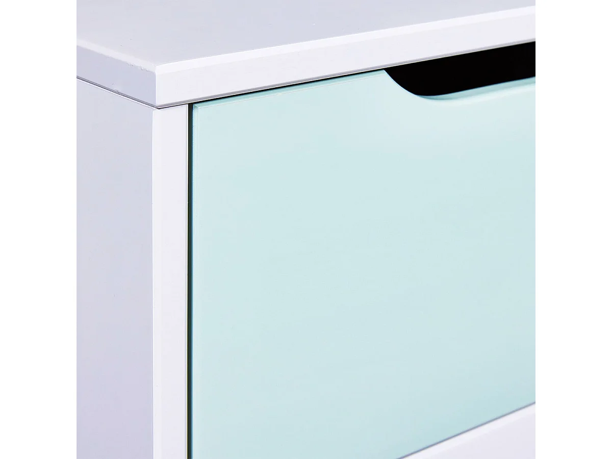 GLASCA - Commode 5 Tiroirs en Pin Gris et Vert d'Eau