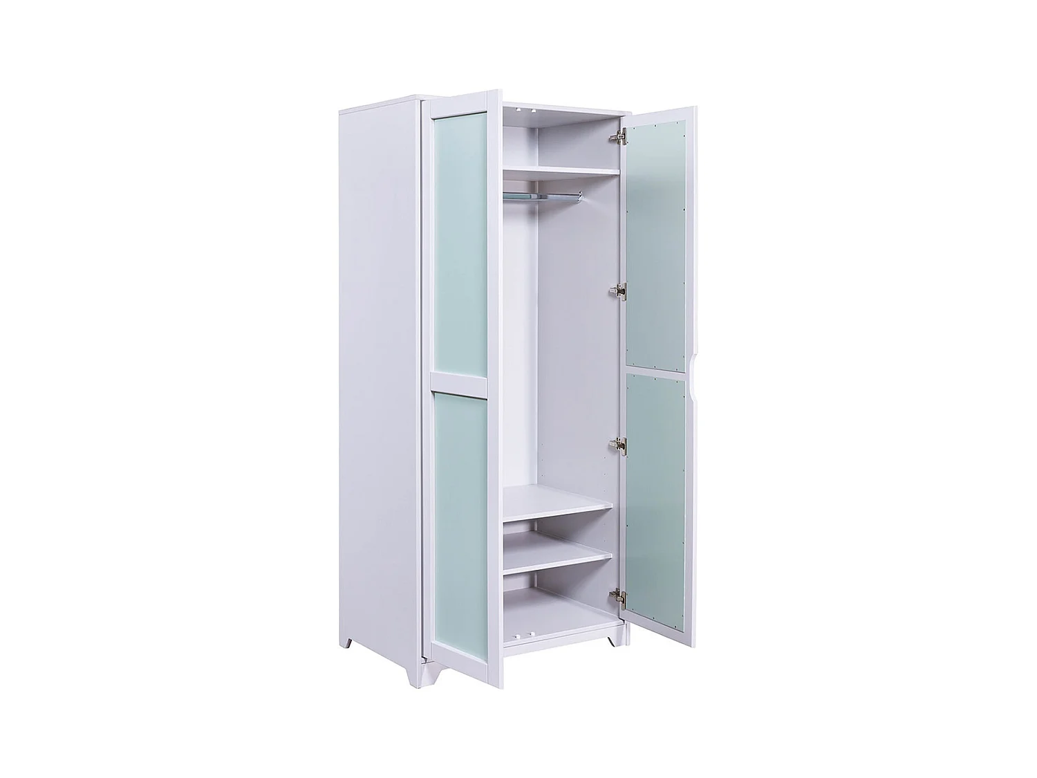 GLASCA - Armoire 2 Portes en Pin Gris et Vert d'Eau