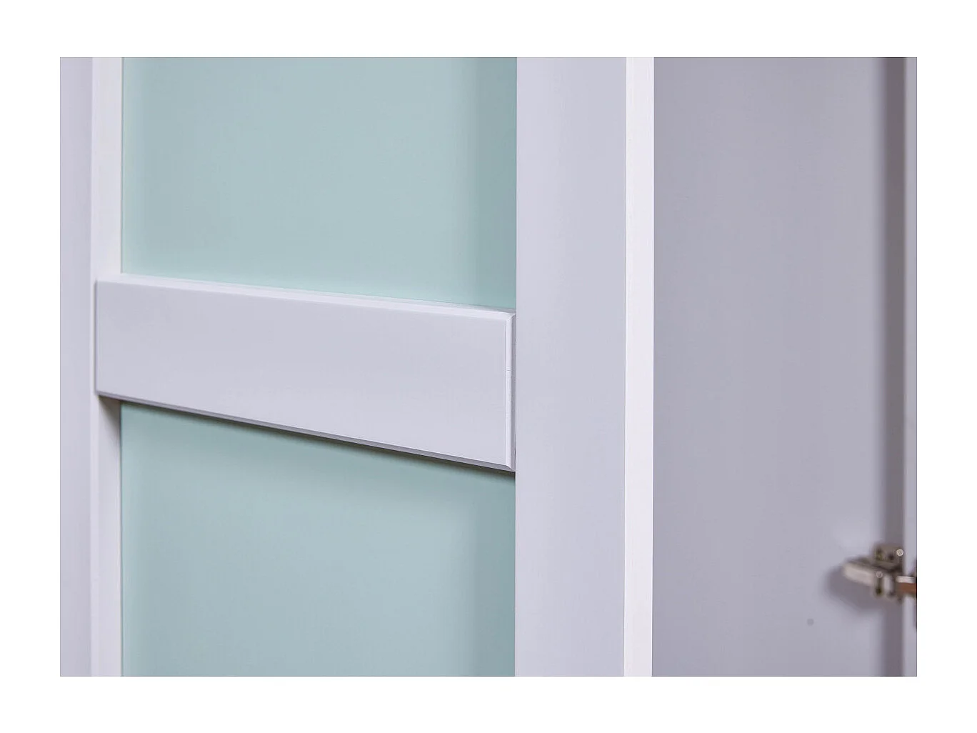 GLASCA - Armoire 2 Portes en Pin Gris et Vert d'Eau