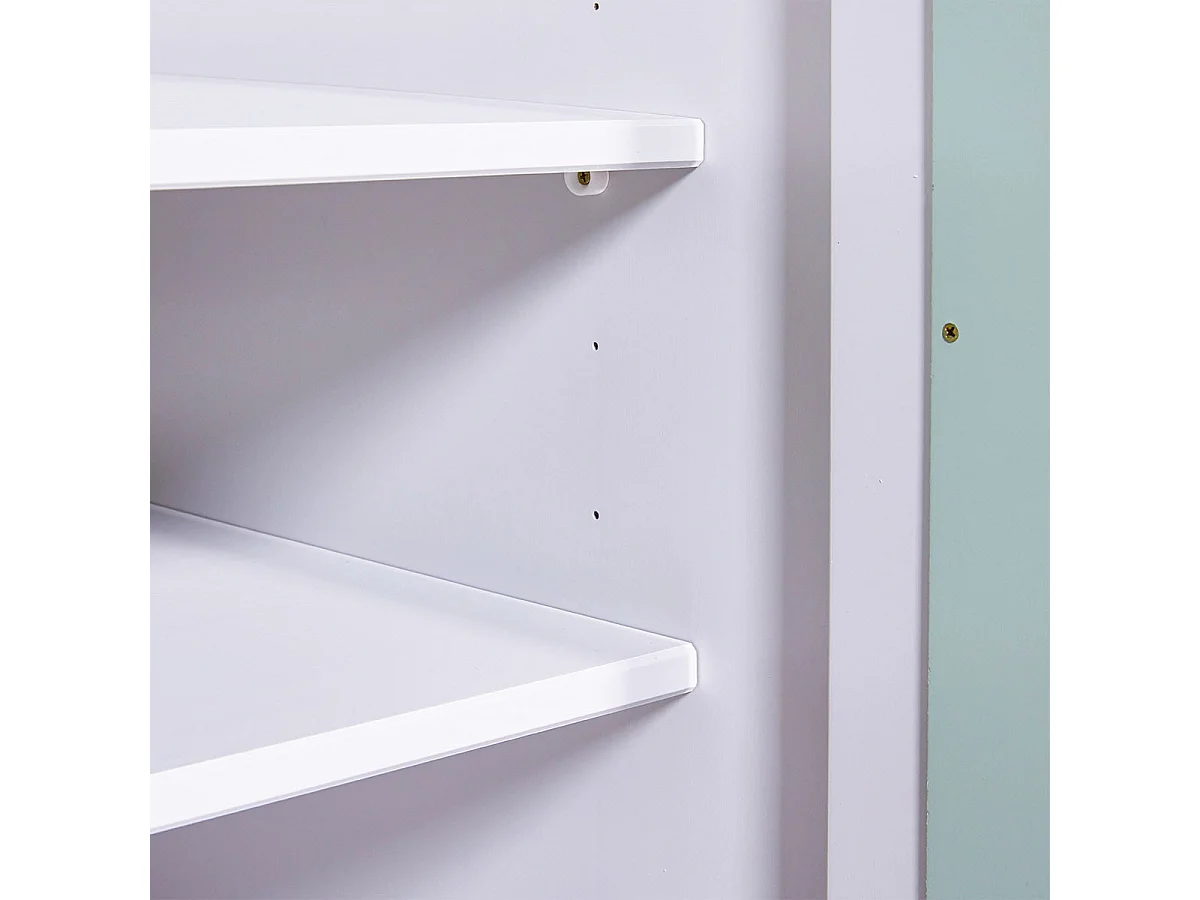 GLASCA - Armoire 2 Portes en Pin Gris et Vert d'Eau