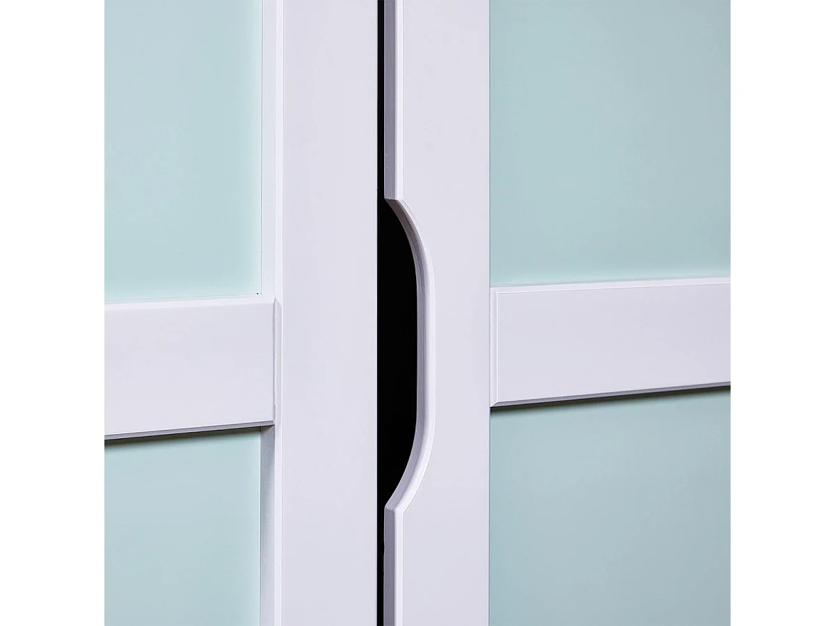 GLASCA - Armoire 2 Portes en Pin Gris et Vert d'Eau
