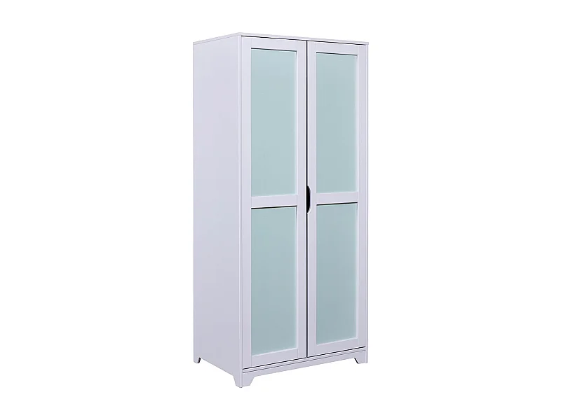 GLASCA - Armoire 2 Portes en Pin Gris et Vert d'Eau