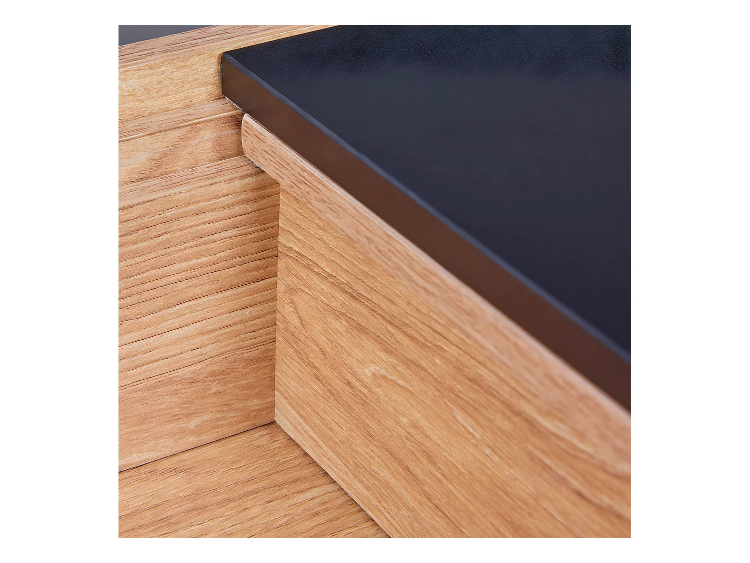 PAVIK - Table Basse Coffre Anthracite et Effet Chêne