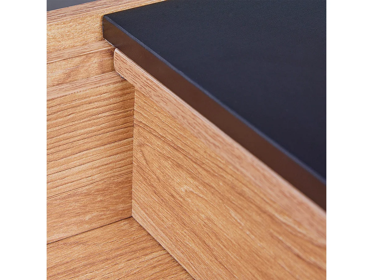 PAVIK - Table Basse Coffre Anthracite et Effet Chêne