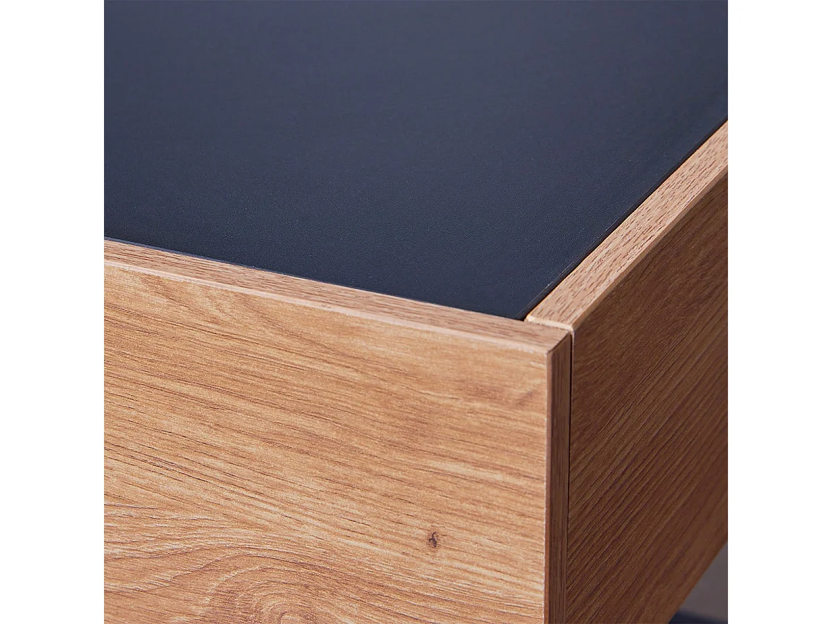 PAVIK - Table Basse Coffre Anthracite et Effet Chêne