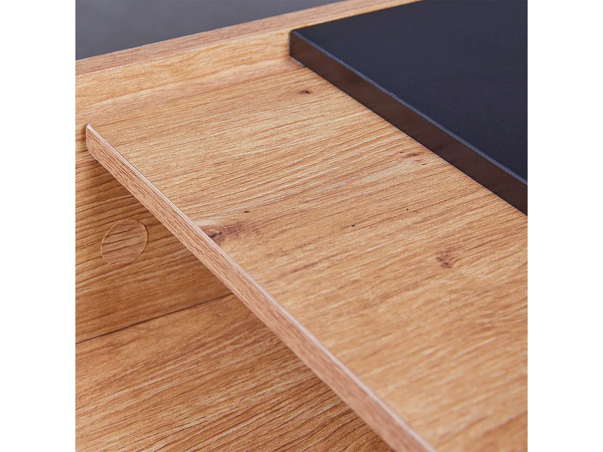 PAVIK - Table Basse Coffre Anthracite et Effet Chêne