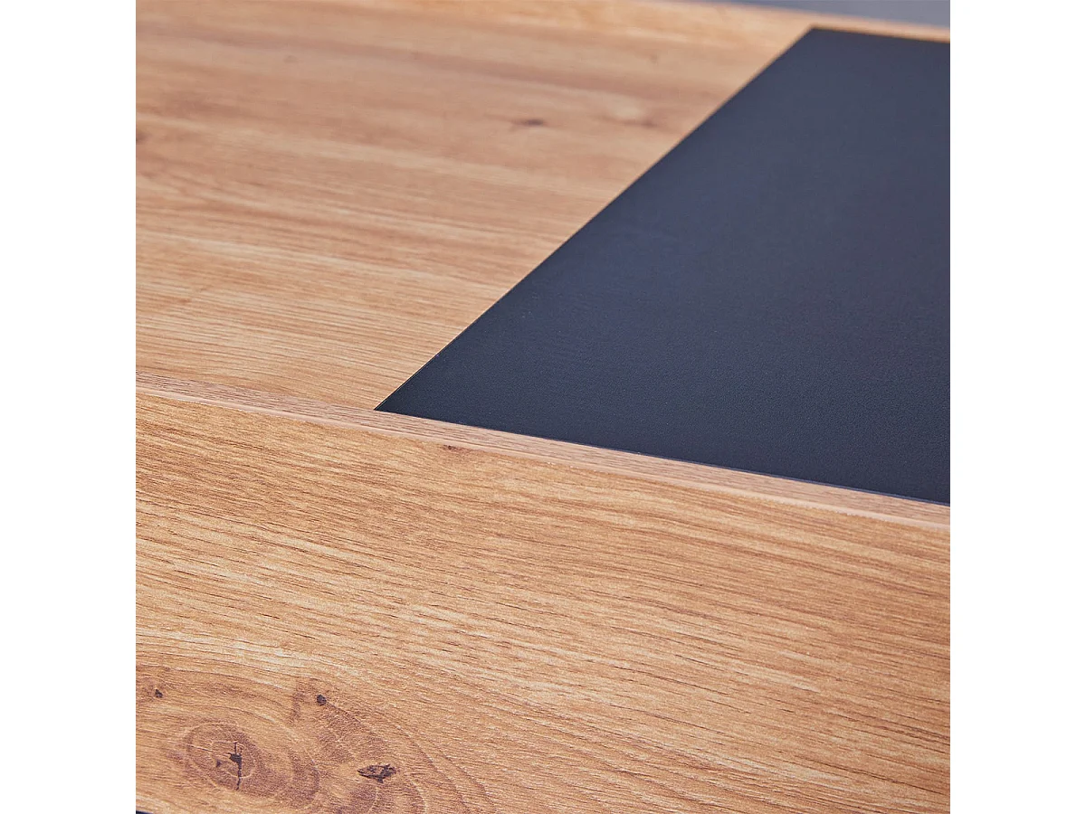 PAVIK - Table Basse Coffre Anthracite et Effet Chêne