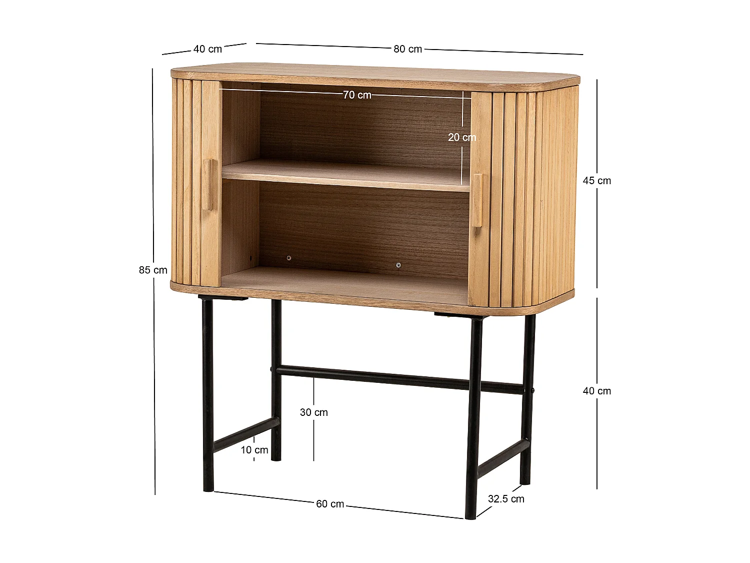 Nordlys - Buffet Scandinave Bois Massif 2 Portes