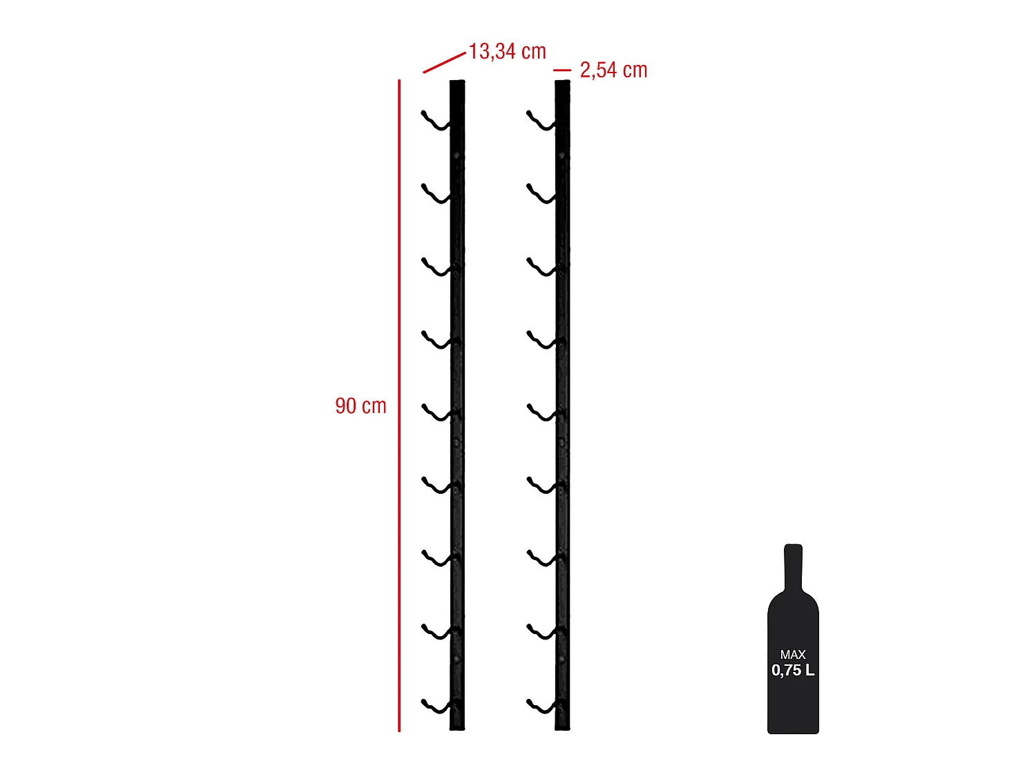Portabottiglie Cantinetta A Parete Nero Metallo 9 Bottiglie