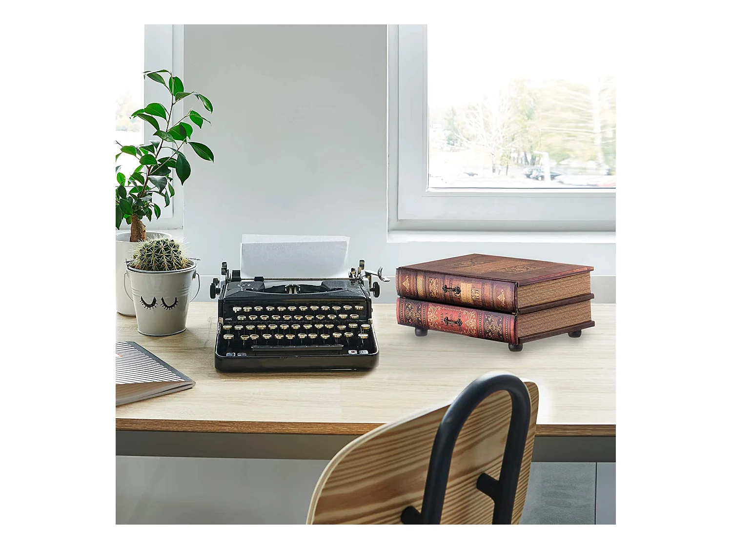 Livro Caixa Mini Gaveta Castanha 2 Gavetas Mdf 13x30x21