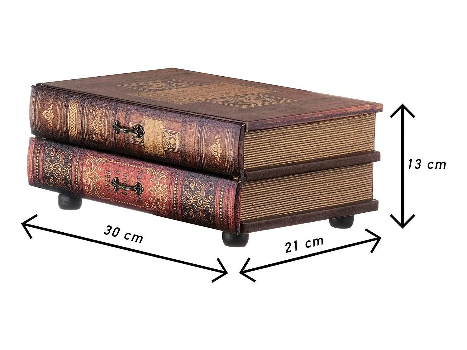 Livro Caixa Mini Gaveta Castanha 2 Gavetas Mdf 13x30x21