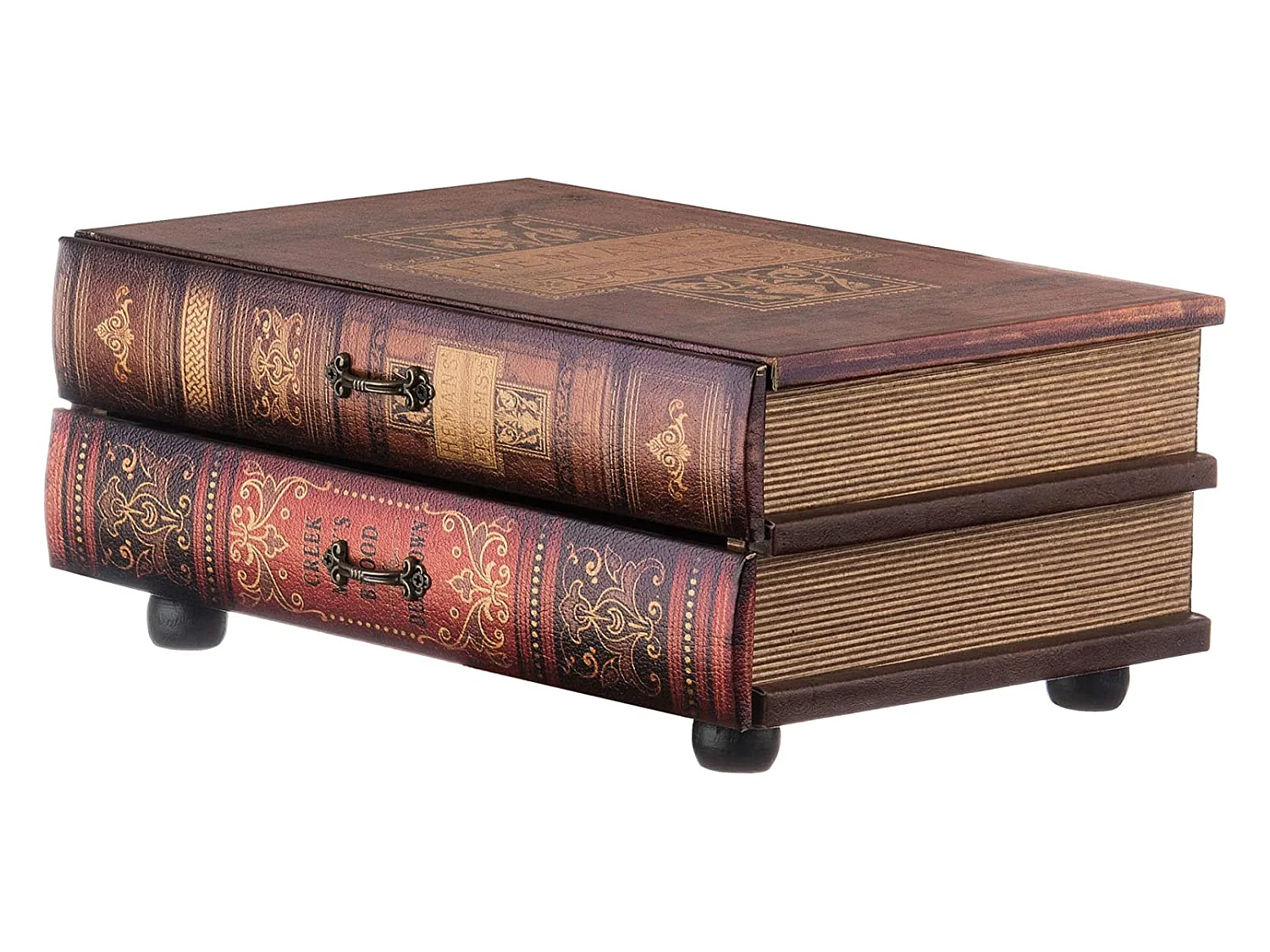 Livro Caixa Mini Gaveta Castanha 2 Gavetas Mdf 13x30x21