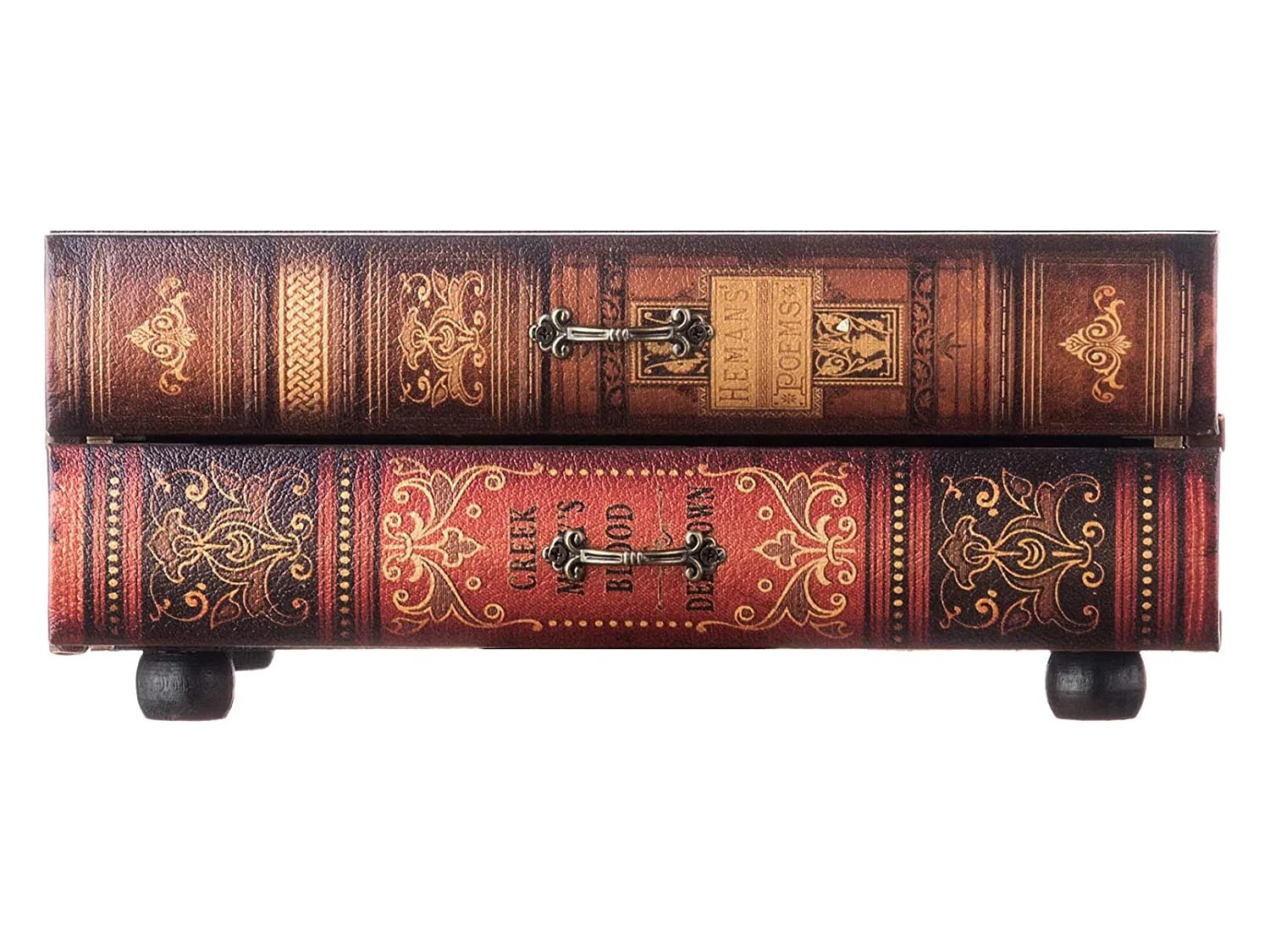 Cofanetto Libro Mini Cassettiera Marrone 2 Cassetti Mdf 13x30x21