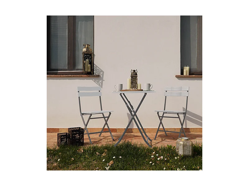 Lot de 2 Chaises pour l'Extérieur Pliantes en Plastique Acier