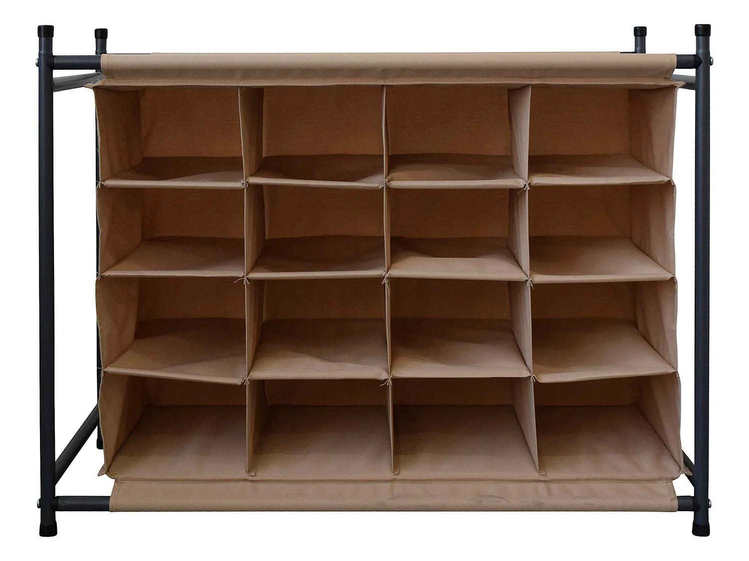 Scarpiera Organizer 16 Tasche Beige Tessuto Metallo 65x82x35