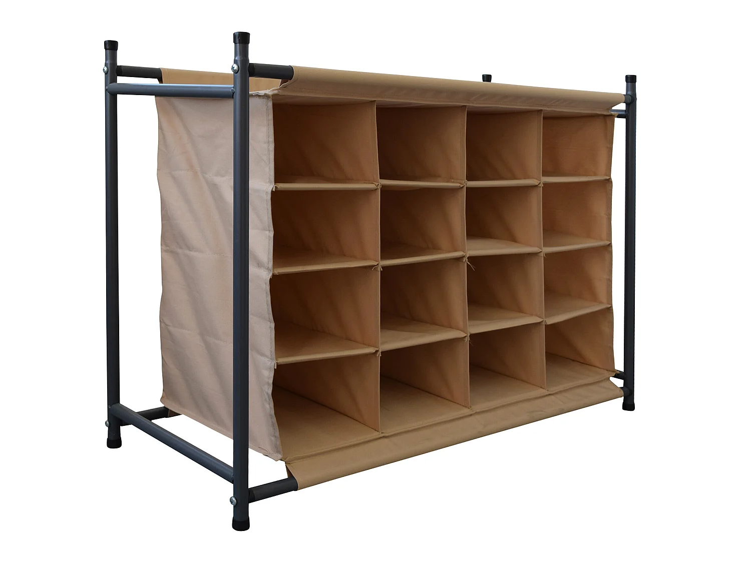 Rangement chaussures 16 Poches Beige Tissu Metal 65x82x35