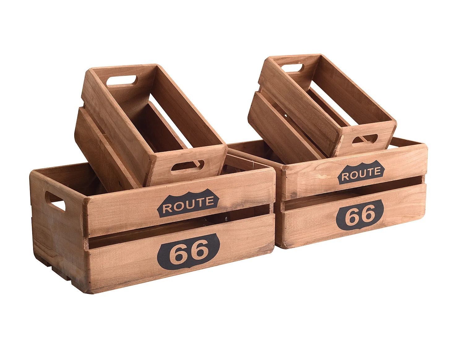 Set 4 Cassette Scatole Legno Portaoggetti Legno Marrone 15x35x22