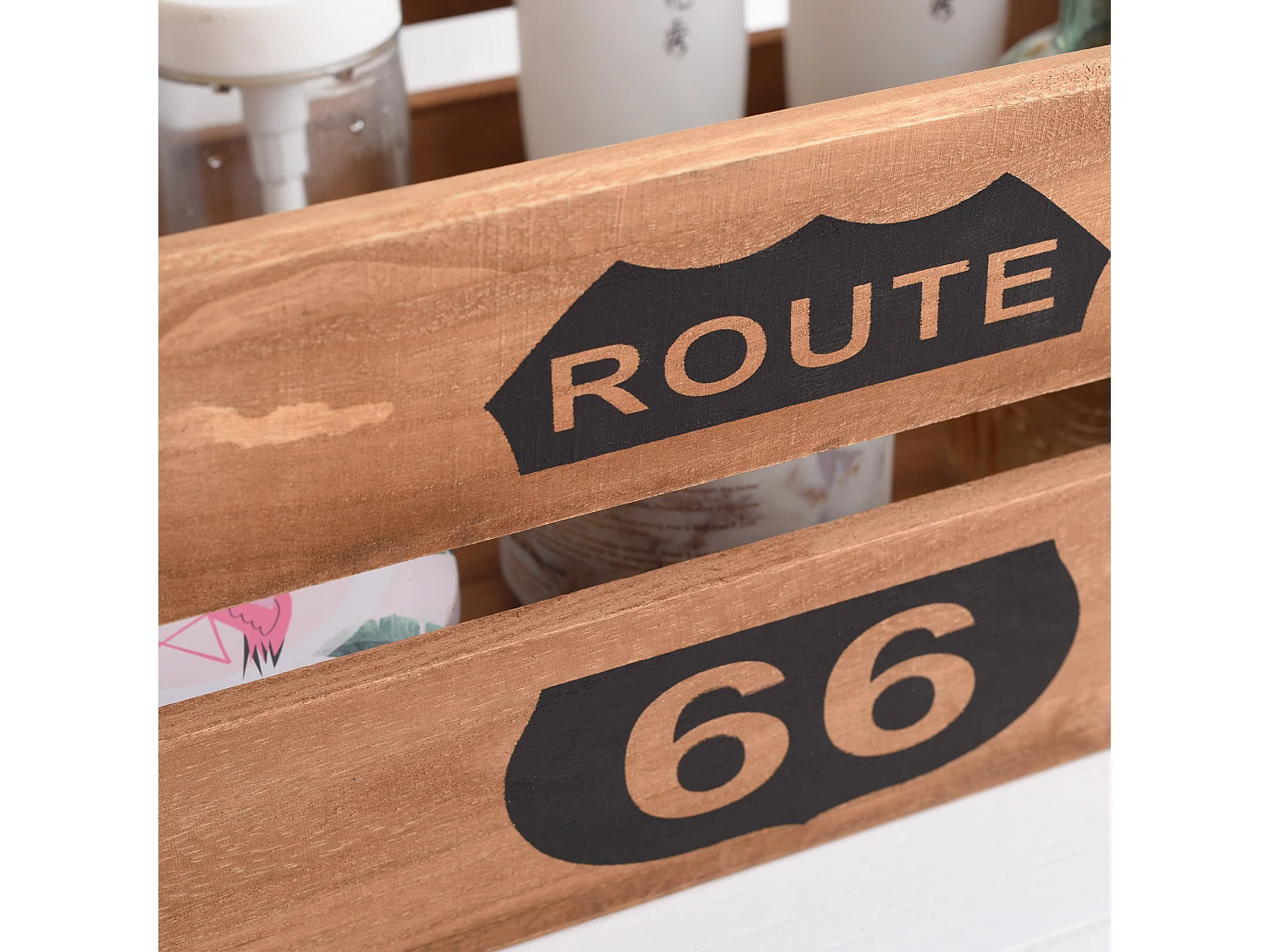 Set 4 Cassette Scatole Legno Portaoggetti Legno Marrone 15x35x22