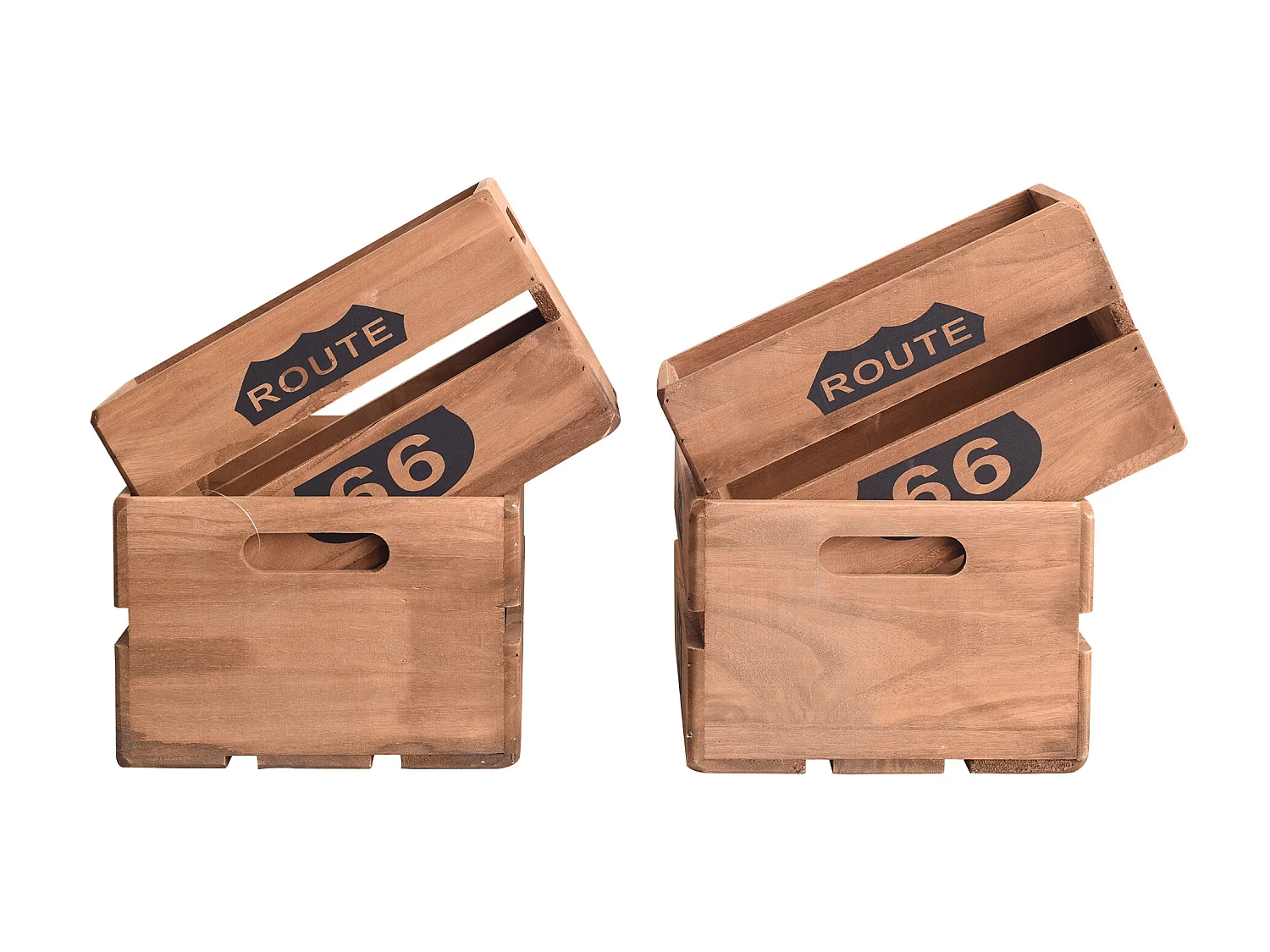 Set 4 Cassette Scatole Legno Portaoggetti Legno Marrone 15x35x22