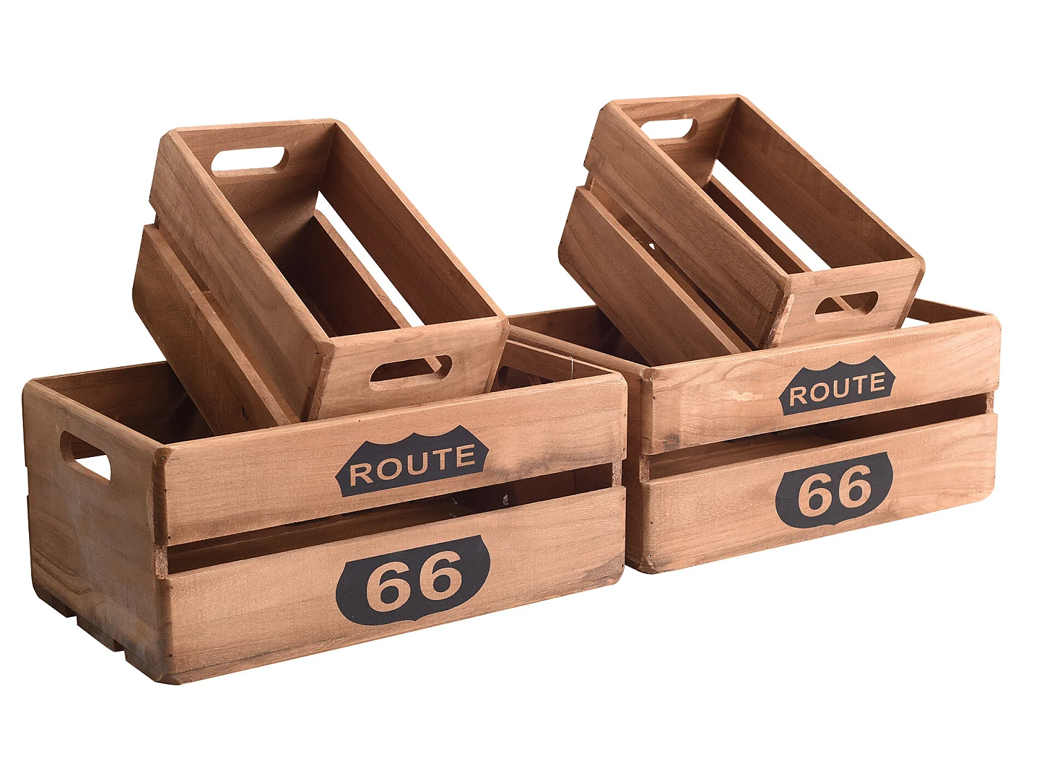 Conjunto 4 Caixas de Madeira Castanho 15x35x22