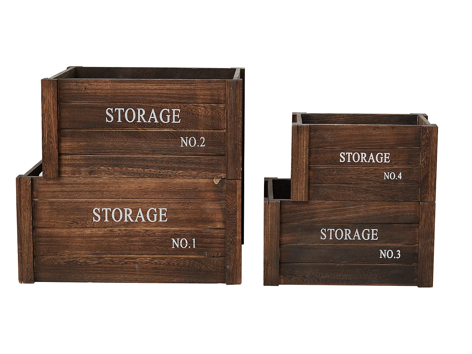 Lot De 4 Boite De Rangement Caisse Bois Gris Vintage 20x41x31