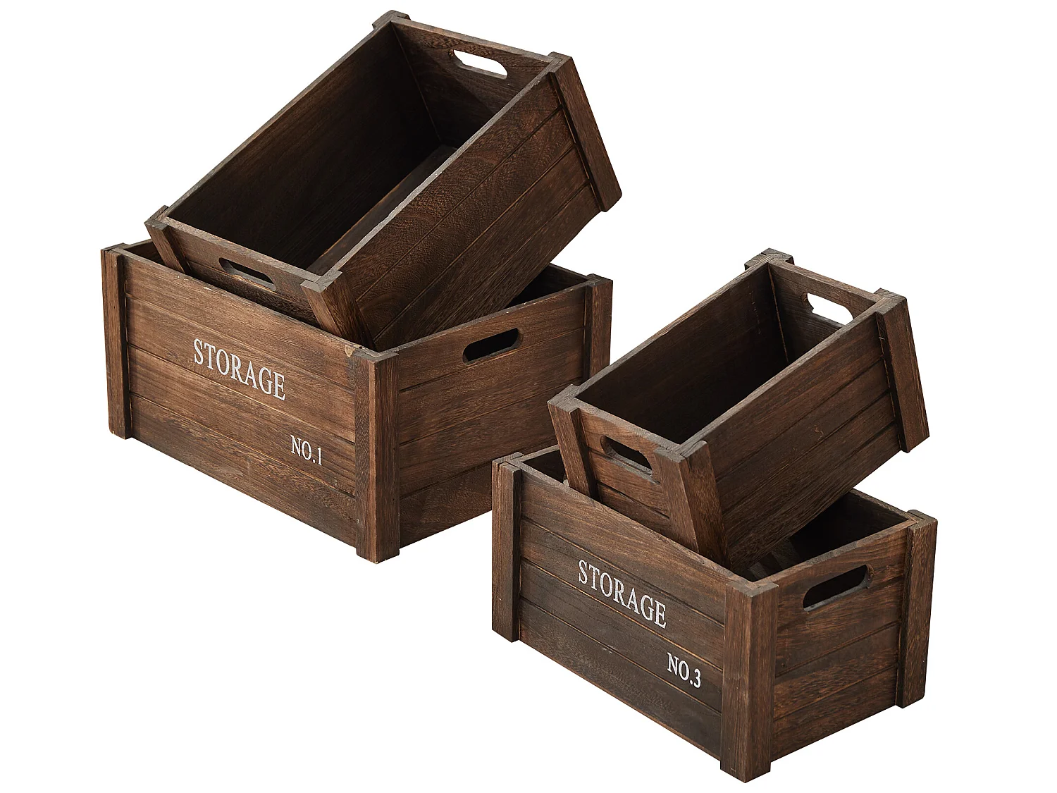Lot De 4 Boite De Rangement Caisse Bois Gris Vintage 20x41x31