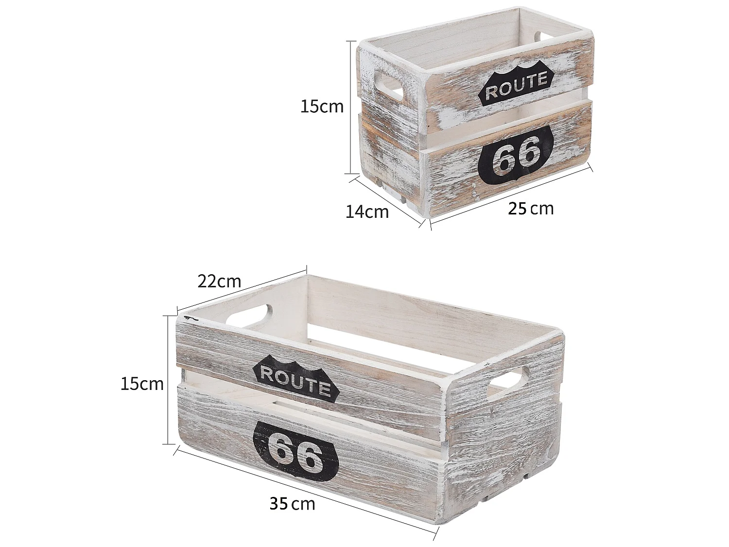 Jeu De 4 Caisses Boites Bois Gris Clair Shabby 20x40x30