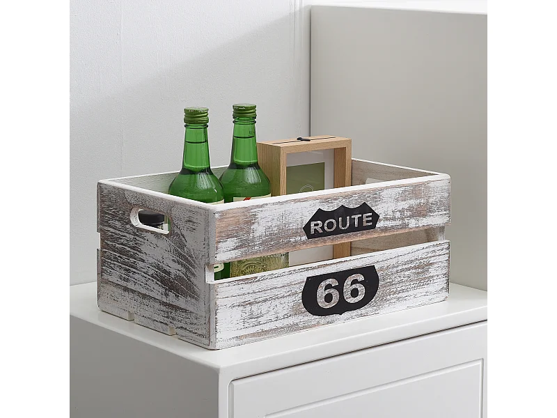 Set 4 Cajas Cestas Rectangulo Gris Vintage Country 15x35x22