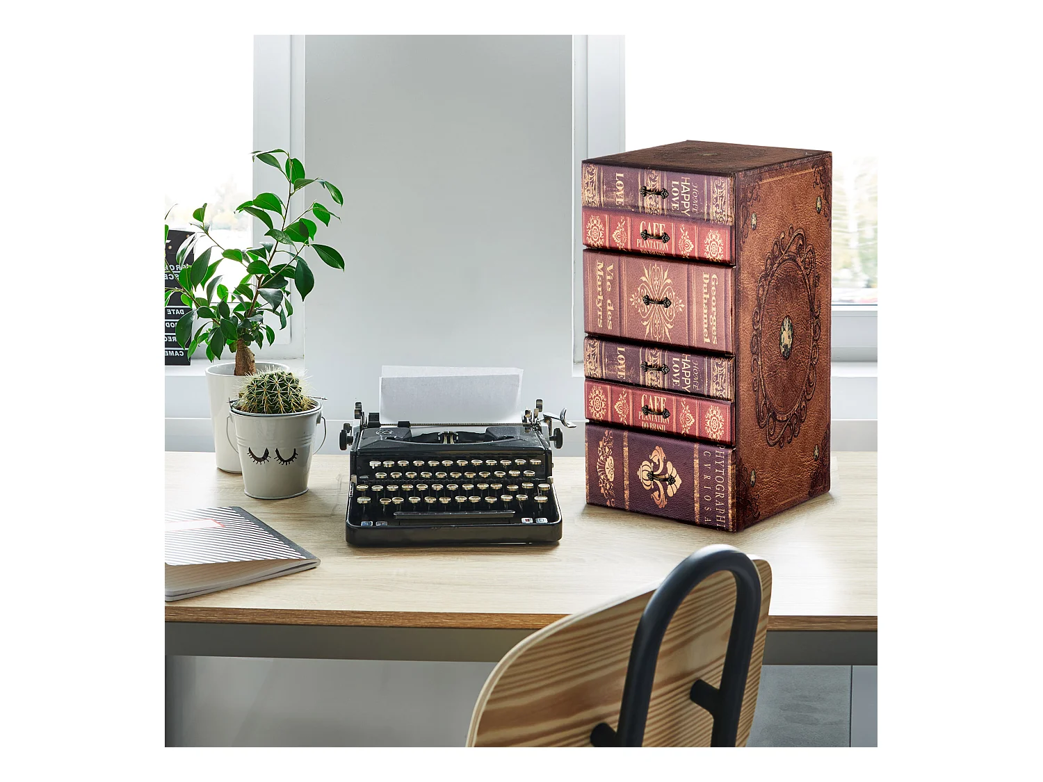 Cassettiera Portagioie 4 Cassetti Pvc Marrone Gioielli 48x25x24